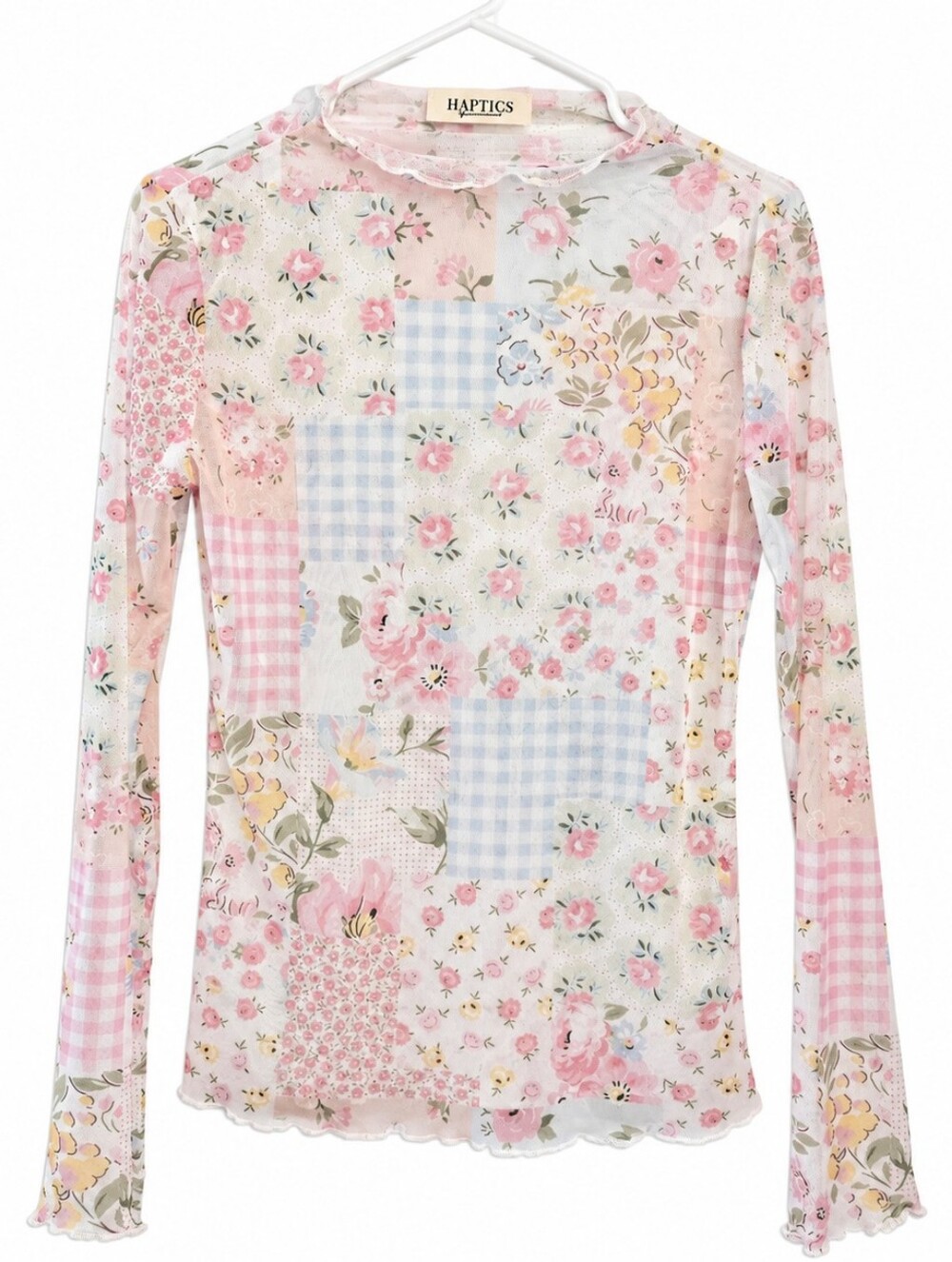 Haptics The Chelsea Floral Patchwork Mesh Top Women’s Small Cottagecore